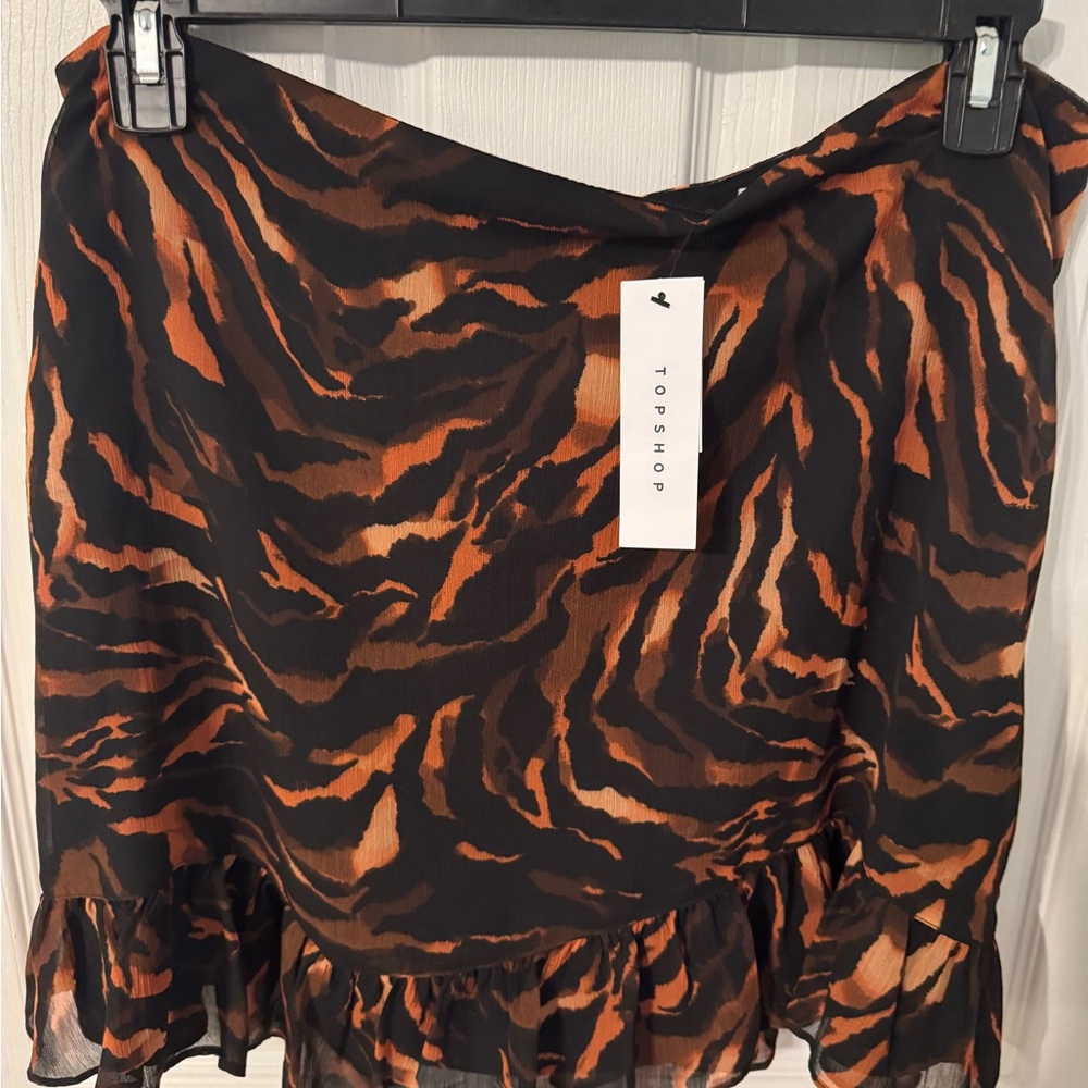 Topshop Women's Asymmetrical Animal Print Skirt